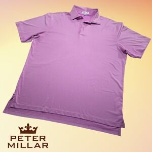 Peter Millar Summer Comfort Men's Solid Stretch Jersey Polo Oleander Purple L *